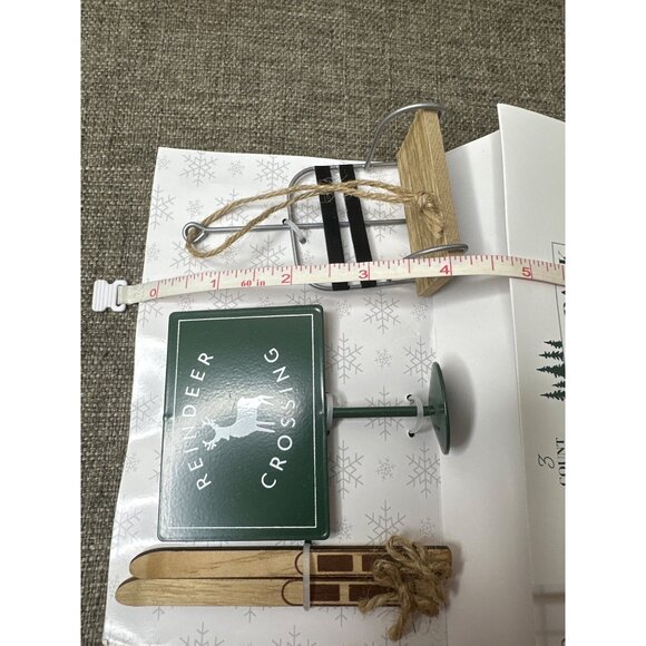 Miniature Christmas Reindeer Crossing Ski Lodge Cabin Rustic Decor Prop Pack - Picture 3 of 4